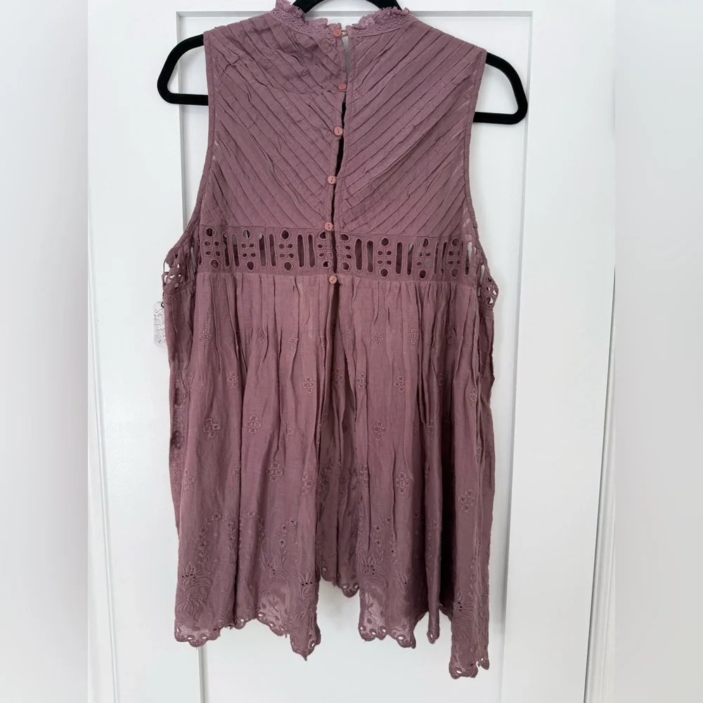 Free People FP One Eloise Crochet Lace Sleeveless Top Lavender Boho NWT L - Picture 5 of 5
